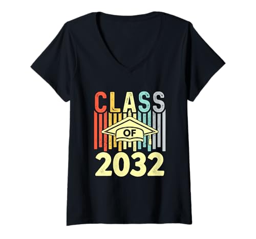 Damen Klasse 2032 Abitur Vintage Senior 2032 T-Shirt mit V-Ausschnitt Damen Klasse 2032 Abitur Vintage Senior 2032 T-Shirt mit V-Ausschnitt von Klasse von 2032 Abschlussgeschenke Hemden