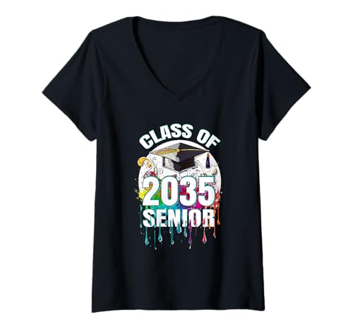 Damen Senior 2035 Klasse von 2035 Senioren Abschluss 2035 Senior T-Shirt mit V-Ausschnitt Damen Senior 2035 Klasse von 2035 Senioren Abschluss 2035 Senior T-Shirt mit V-Ausschnitt von Klasse von 2035 Abschlussgeschenke Hemden