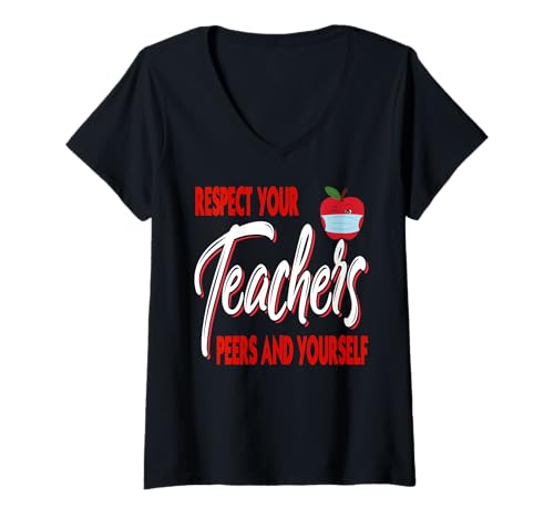 Damen Lehrer Respektieren Und Freundlich Sein T-Shirt mit V-Ausschnitt Damen Lehrer Respektieren Und Freundlich Sein T-Shirt mit V-Ausschnitt von Klassenzimmer Motivation Spruch
