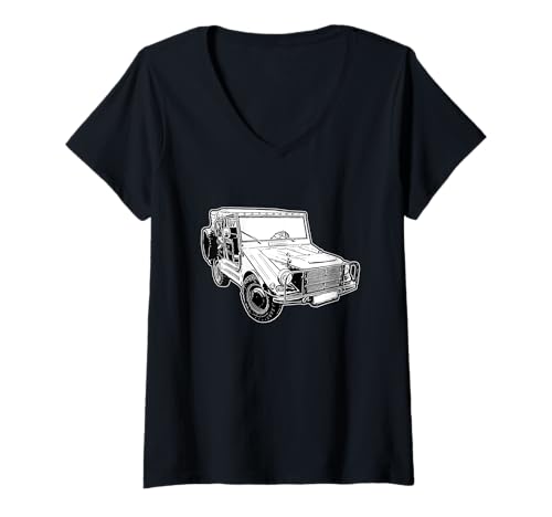 Damen Klassisches Allrad Auto Armee Bundeswehr Munga T-Shirt mit V-Ausschnitt Damen Klassisches Allrad Auto Armee Bundeswehr Munga T-Shirt mit V-Ausschnitt von Klassiche Alte Armeefahrzeuge ostdeutschland Munga