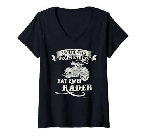 Damen Das Beste Mittel Gegen Stress Hat Zwei Räder T-Shirt mit V-Ausschnitt Damen Das Beste Mittel Gegen Stress Hat Zwei Räder T-Shirt mit V-Ausschnitt von Klassische Renngeschenke Für Motorradfahrer
