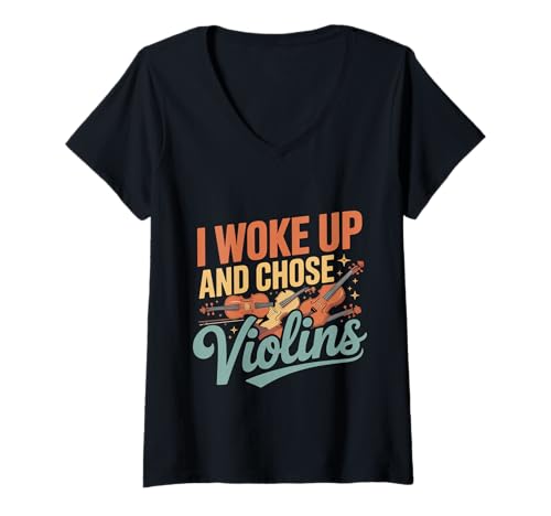 Damen I Woke Up and Choose Violins Klassische Geigermusik - T-Shirt mit V-Ausschnitt Damen I Woke Up and Choose Violins Klassische Geigermusik - T-Shirt mit V-Ausschnitt von Klassischer Twist -Musiker -Humor