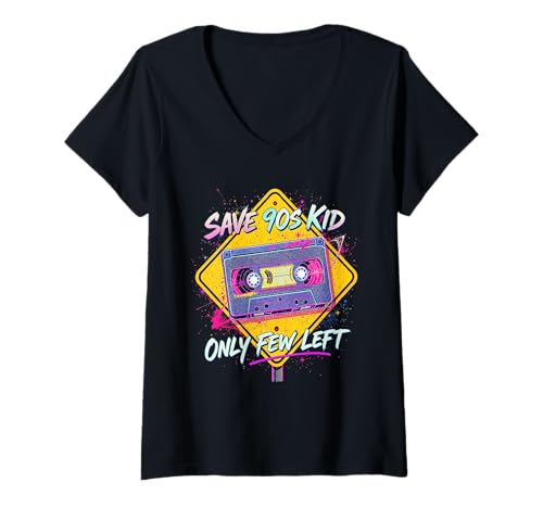 Damen Save 90s Kid Nur noch wenige verfügbar Retro-Kassetten-Musik T-Shirt mit V-Ausschnitt Damen Save 90s Kid Nur noch wenige verfügbar Retro-Kassetten-Musik T-Shirt mit V-Ausschnitt von Klassischer nostalgischer Retro-Look der 90er Jahr