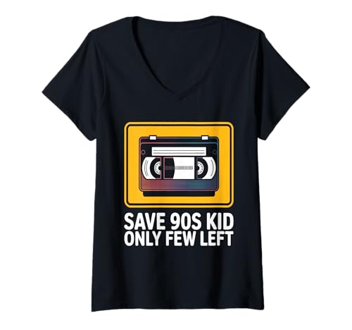 Damen Save 90s Kid Nur noch wenige verfügbar Retro-Kassetten-Musik T-Shirt mit V-Ausschnitt Damen Save 90s Kid Nur noch wenige verfügbar Retro-Kassetten-Musik T-Shirt mit V-Ausschnitt von Klassischer nostalgischer Retro-Look der 90er Jahr