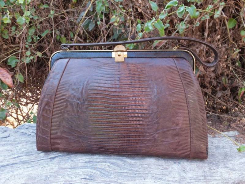 1950S/60S Eidechsen-Handtasche/Ex Große Handtasche Reptil-Geldbeutel von KlassyKlassics