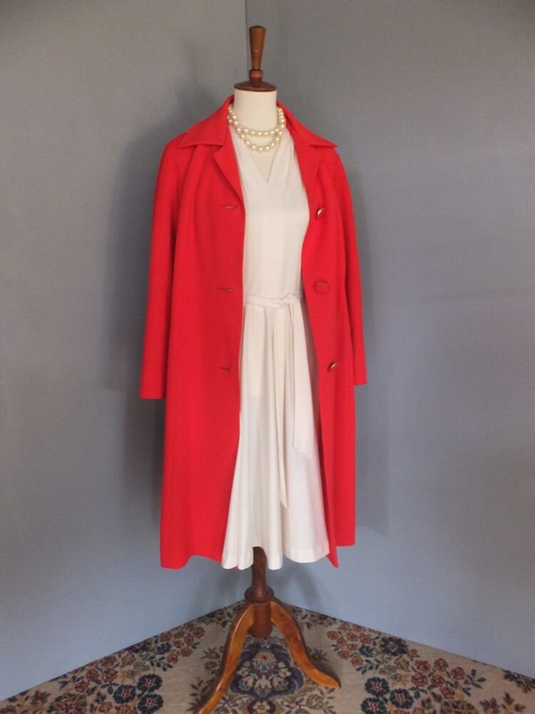 1970Er Jahre Polyester Mantel, Rot Orange, Frack, Karriere, Wissenschaft, Groß von KlassyKlassics