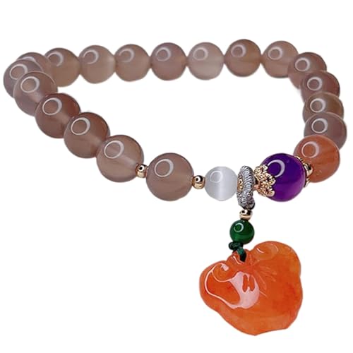 Feng Shui-Kristall-Armband, Achat-Armband, Ruyi-Jade-Armband, lila Kristallperlen, Reiki-Quarz-Armband, authentischer Edelstein for Wohlstand, Reichtum, Langlebigkeit, for Männer und Frauen, rot (Col von Klauer