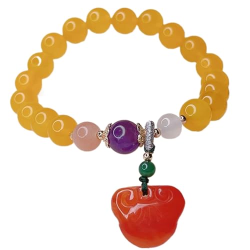 Feng Shui-Kristall-Armband, Achat-Armband, Ruyi-Jade-Armband, lila Kristallperlen, Reiki-Quarz-Armband, authentischer Edelstein for Wohlstand, Reichtum, Langlebigkeit, for Männer und Frauen, rot (Col von Klauer