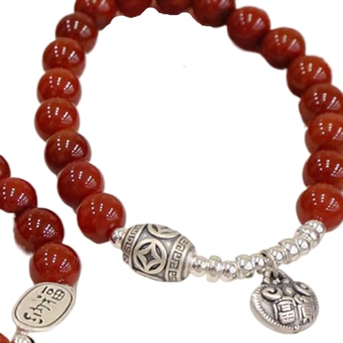 Feng Shui-Kristall-Armband, Achat-Armband, Sterlingsilber, Ruyi-Schloss-Anhänger, Glücksbringer-Armband, Reiki-Kristall-Quarz-Armband, antikes Silber, Amulett-Chakra-Armband for Frauen, Ruyi-Schloss ( von Klauer