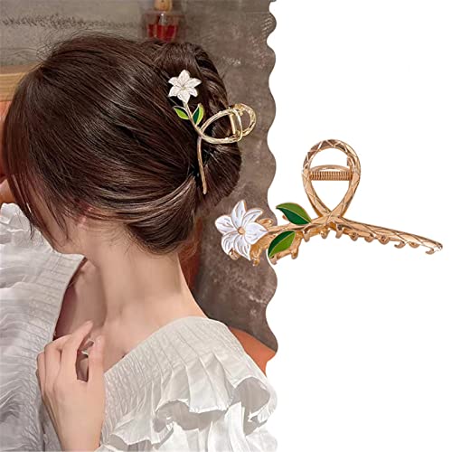 Haarspangen, Haarschmuck, Haarnadeln, Damen-Haarspangen, Haarklammer, koreanisches Gold, Metall, Blumen, Haarnadel, große, elegante Hai-Clip-Haarspange, Kopfbedeckung, 4 (Farbe: 2) (Color : 2) von Klauer