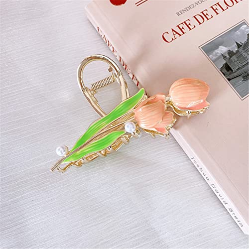 Haarspangen, Haarschmuck, Haarnadeln, Damen-Haarspangen, Haarklammer, koreanisches Gold, Metall, Blumen, Haarnadel, große, elegante Hai-Clip-Haarspange, Kopfbedeckung, 4 (Farbe: 2) (Color : 7) von Klauer