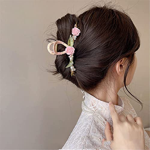 Haarspangen, Haarschmuck, Haarnadeln, koreanische rosa Rose Haarklammer Frauen Haarnadel Grab Haarspange großes Mädchen elegante Krabbenhai Clip Kopfschmuck 3 (Farbe: 2) (Color : 3) von Klauer