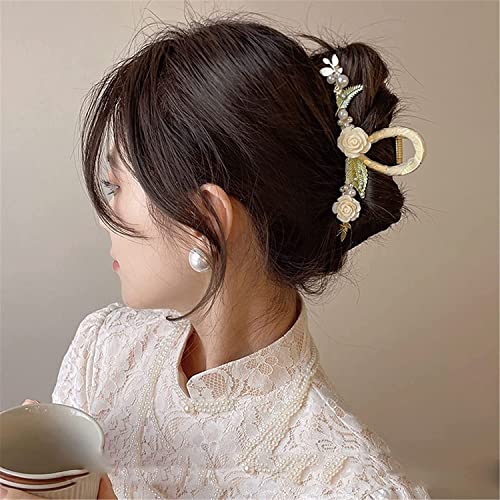 Haarspangen, Haarschmuck, Haarnadeln, koreanische rosa Rose Haarklammer Frauen Haarnadel Grab Haarspange großes Mädchen elegante Krabbenhai Clip Kopfschmuck 3 (Farbe: 2) (Color : 4) von Klauer