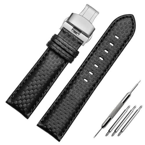 Klauer Leder-Uhr-Gurt-Armband 18-24mm Leder Ersatzwachenbänder, Schwarz silberschnalle Typ 2, 23mm von Klauer