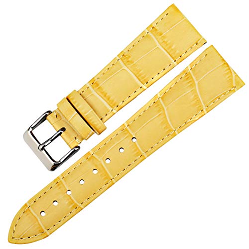 Klauer Leder-Uhrenarmband, Ersatz-Uhrenarmbänder, Leder-Uhrenarmband, Uhrenarmband, lila Uhrenarmbänder (Color : Yellow, Size : 12mm) von Klauer