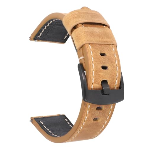 Klauer Leder Uhrenbänder 20-24mm Leder Uhren Ersatzgurt, Gelb Braun, 24mm von Klauer