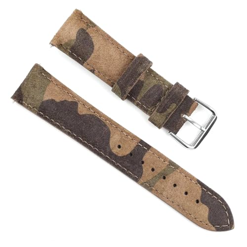 Klauer Wildleder-Leder-Uhren-Gurt 18-24mm Uhrenband mit schnellen Frühlingsriegel, Braun, 18mm von Klauer