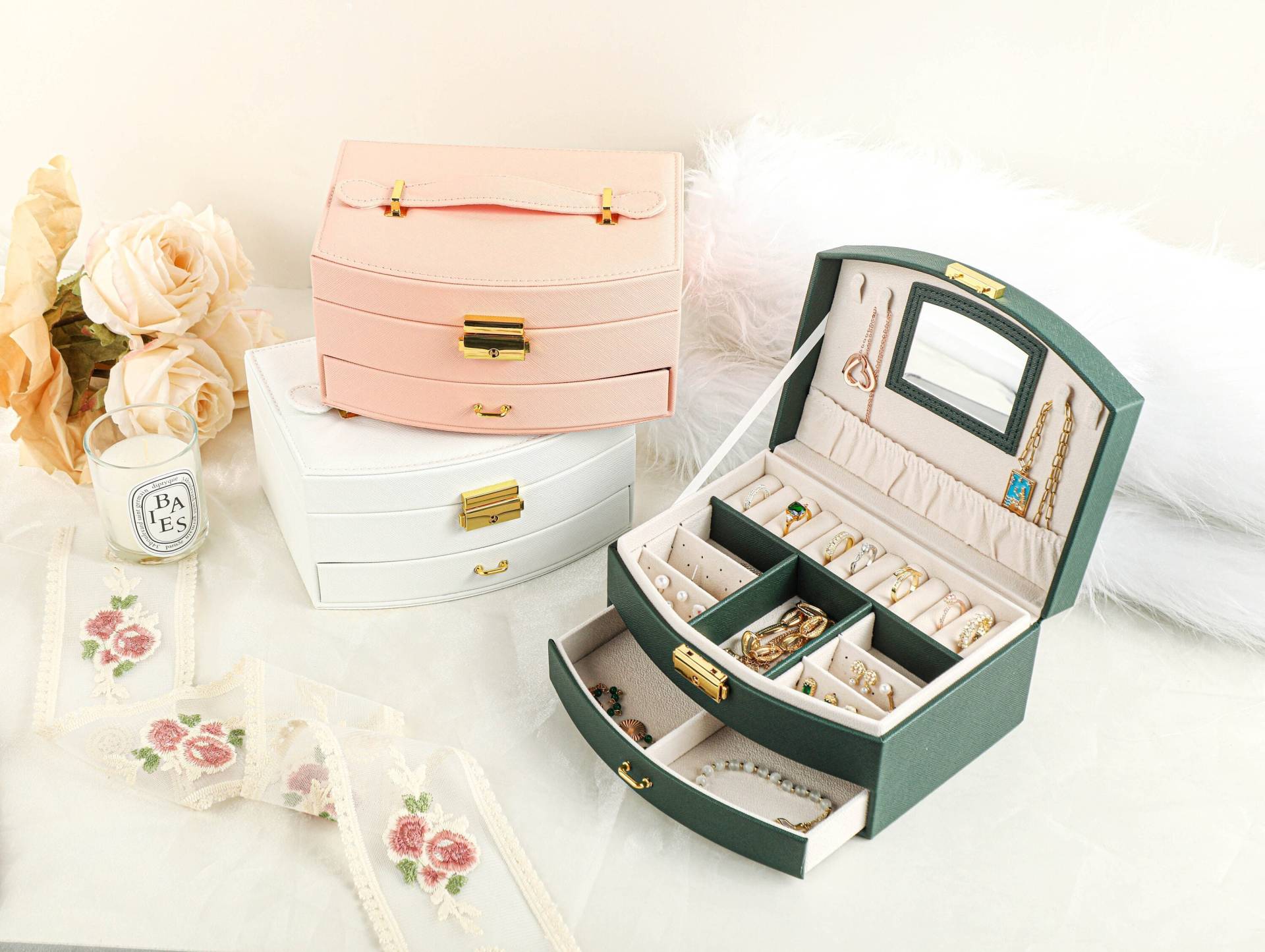 Large Jewelry Box With Mirror, Necklace Multifunction Storage For Earrings Bracelet, Monogram Name Boxes Large Jewelry Box With Mirror, Necklace Multifunction Storage For Earrings Bracelet, Monogram Name Boxes von KlausWoodDesign