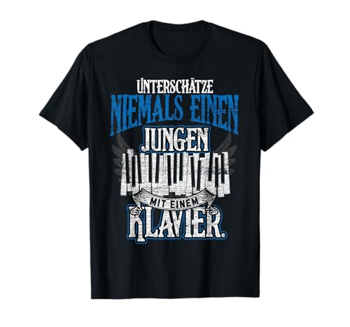 Unterschätze niemals einen Jungen mit einem Klavier T-Shirt Unterschätze niemals einen Jungen mit einem Klavier T-Shirt von Klavier Geschenk Orchester Piano Musik Jungen