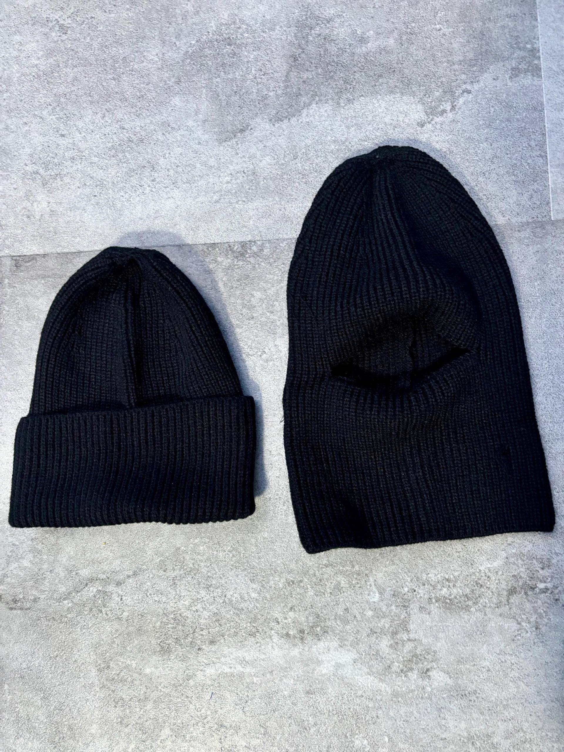 Mütze Mit Integrierter Sturmhaube Balaclava Schwarz Vermummung/Maske/Skimaske/Wintermütze von KlebKult