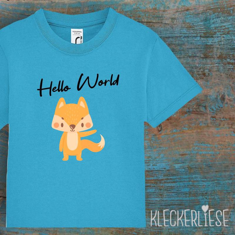 Kinder Baby Shirt Kleinkind "Hello World Fuchs" T-Shirt Jungen Mädchen von Kleckerliese