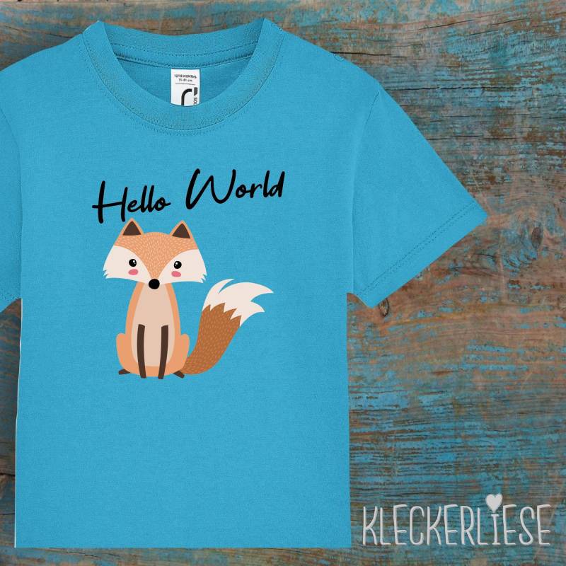 Kinder Baby Shirt Kleinkind "Hello World Fuchs" T-Shirt Jungen Mädchen von Kleckerliese