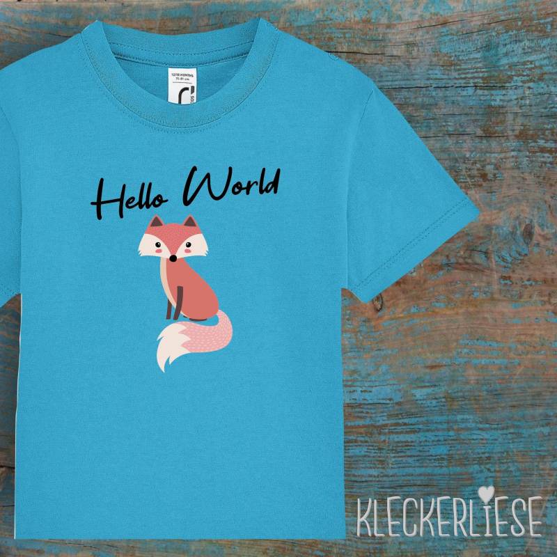 Kinder Baby Shirt Kleinkind "Hello World Fuchs" T-Shirt Jungen Mädchen von Kleckerliese
