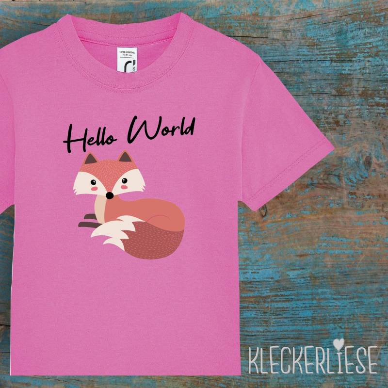 Kinder Baby Shirt Kleinkind "Hello World Fuchs" T-Shirt Jungen Mädchen von Kleckerliese