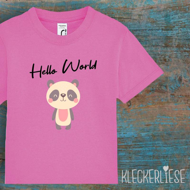Kinder Baby Shirt Kleinkind "Hello World Pandabär" T-Shirt Jungen Mädchen von Kleckerliese