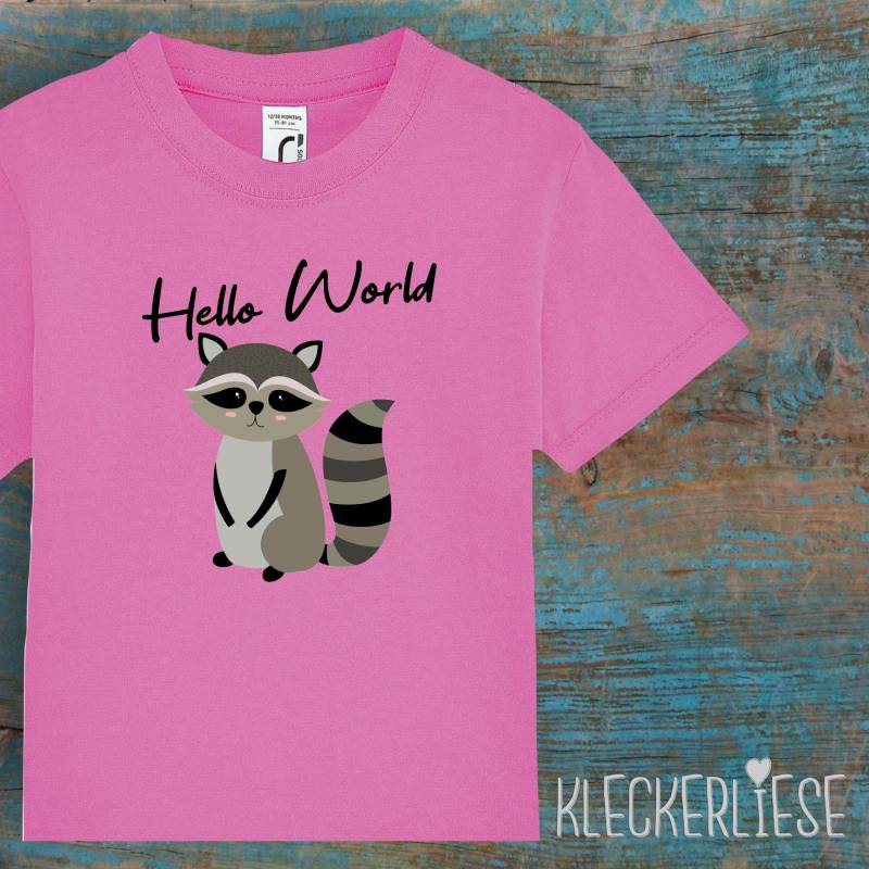 Kinder Baby Shirt Kleinkind "Hello World Waschbär" T-Shirt Jungen Mädchen von Kleckerliese