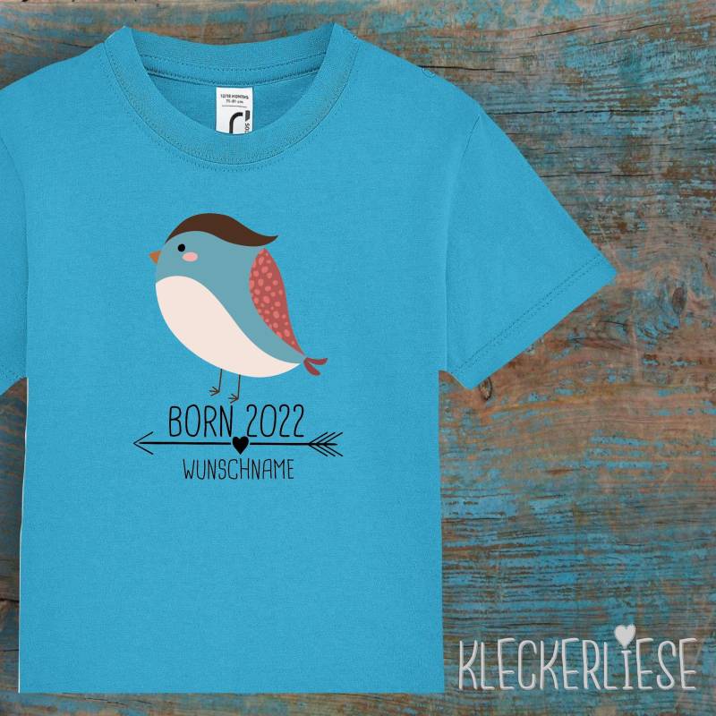 Kinder Baby Shirt Mit Wunschname Kleinkind "Born 2022 Tiermotiv Pfeil Name Text Vogel" T-Shirt Jungen Mädchen von Kleckerliese