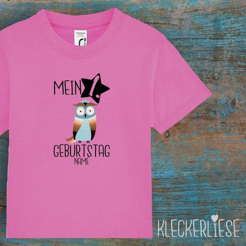 Kinder Baby Shirt Mit Wunschname Kleinkind "Mein 1. Geburtstag Eule Wunschname" T-Shirt Jungen Mädchen von Kleckerliese