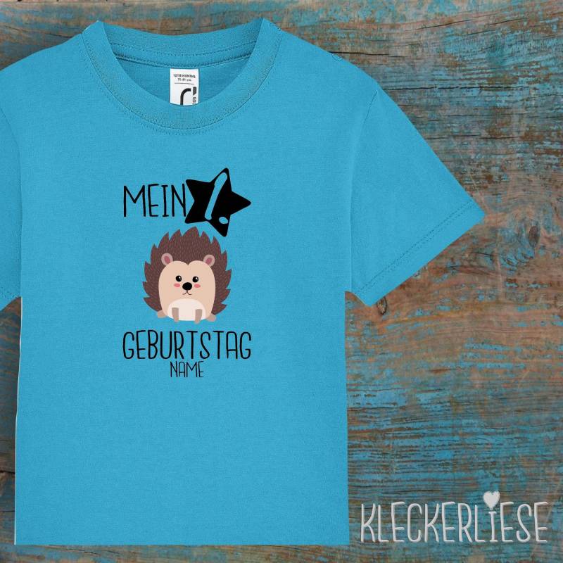 Kinder Baby Shirt Mit Wunschname Kleinkind "Mein 1. Geburtstag Igel Wunschname" T-Shirt Jungen Mädchen von Kleckerliese
