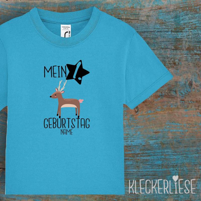 Kinder Baby Shirt Mit Wunschname Kleinkind "Mein 1. Geburtstag Reh Wunschname" T-Shirt Jungen Mädchen von Kleckerliese