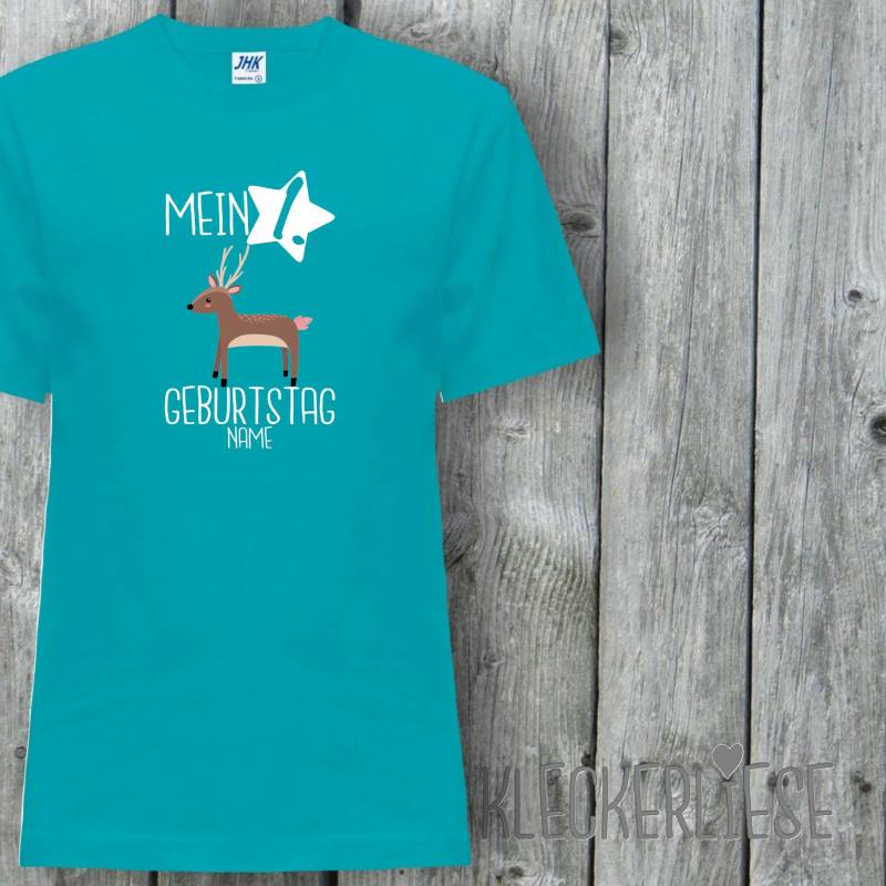 Kinder T-Shirt Mit Wunschname "Mein 1. Geburtstag Reh Wunschname" Shirt Jungen Mädchen Baby Kind von Kleckerliese