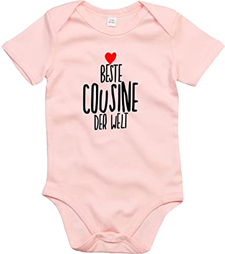 Kleckerliese Baby Body Junge Mädchen Kurzarm mit Motiv Beste Cousine der Welt, PowderPink, 3-6 Mon von Kleckerliese