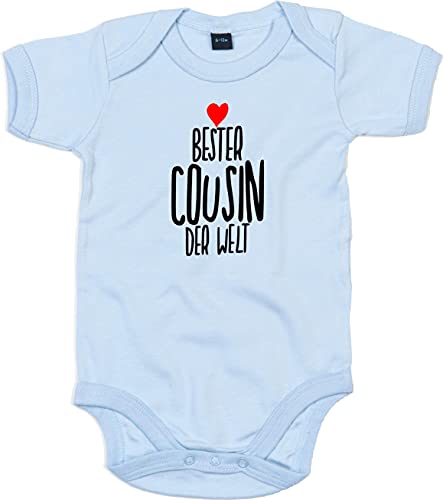 Kleckerliese Baby Body Junge Mädchen Kurzarm mit Motiv Bester Cousin der Welt, DustyBlue, 0-3 Mon von Kleckerliese
