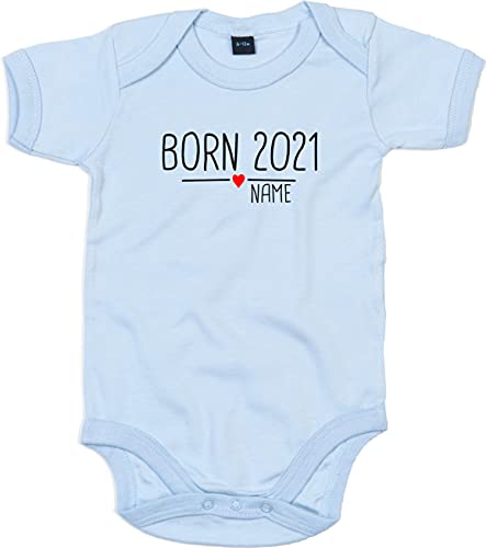 Kleckerliese Baby Body Junge Mädchen Kurzarm mit Motiv Born 2023 2024 2025 Wunschjahr Herz Wunschname Wunschtext, DustyBlue, 0-3 Mon von Kleckerliese