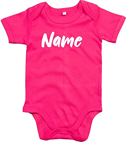 Kleckerliese Baby Body Junge Mädchen Kurzarm mit Motiv Wunschname Name Wunschtext Name Wunschtext, Fuchsia, 0-3 Mon von Kleckerliese