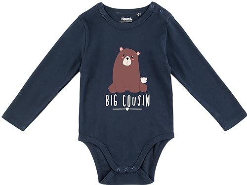 Kleckerliese Baby Body Langarm Motiv Big Cousin Tiermotiv Bär Vintage Sprüche Junge Mädchen, Navy,74 von Kleckerliese