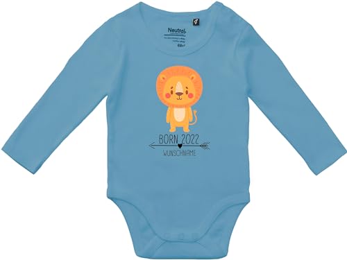 Kleckerliese Baby Body Langarm Motiv Born 2022 2023 2024 personalisiert Tiere Tiermotiv Löwe Pfeil Wunschname Name Jahr Zahl Vintage Sprüche Junge Mädchen, DustyIndigo,74 von Kleckerliese