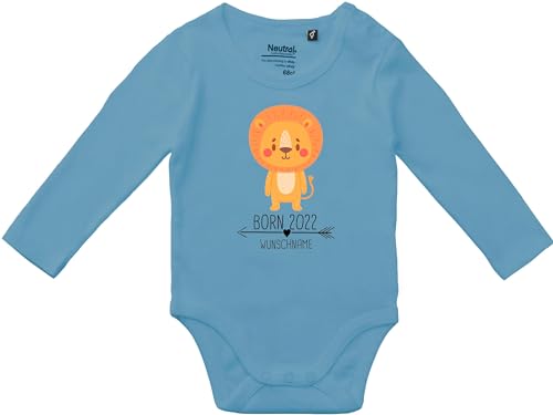 Kleckerliese Baby Body Langarm Motiv Born 2024 2025 2026 2027 personalisiert Tiere Tiermotiv Löwe Pfeil Wunschname Name Jahr Zahl Vintage Sprüche Junge Mädchen, DustyIndigo,68 von Kleckerliese