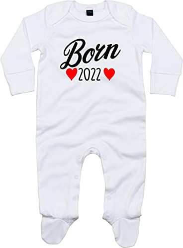 Kleckerliese Baby Body Schlafanzug Born Herzen Wunschzahl Wunsch Datum Strampler Langarm Junge Mädchen, White 0-3 Monate von Kleckerliese