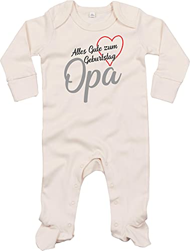 Kleckerliese Baby Body Schlafanzug Strampler Langarm Junge Mädchen Alles Gute Opa Herz, Natural 3-6 Monate von Kleckerliese