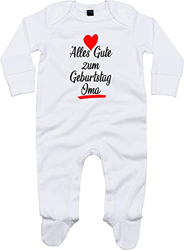 Kleckerliese Baby Body Schlafanzug Strampler Langarm Junge Mädchen Alles Gute zum Geburtstag Oma, White 0-3 Monate von Kleckerliese