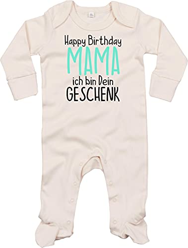Kleckerliese Baby Body Schlafanzug Strampler Langarm Junge Mädchen Happy Birthday Mama ich Bin Dein Geschenk, Natural 0-3 Monate von Kleckerliese