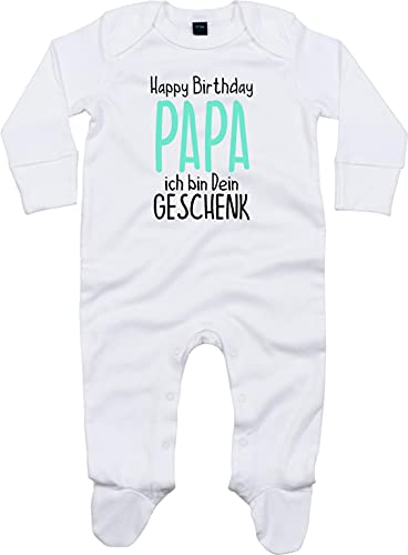 Kleckerliese Baby Body Schlafanzug Strampler Langarm Junge Mädchen Happy Birthday Papa ich Bin Dein Geschenk, White 0-3 Monate von Kleckerliese