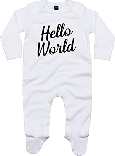 Kleckerliese Baby Body Schlafanzug Strampler Langarm Junge Mädchen Hello World, White 0-3 Monate von Kleckerliese