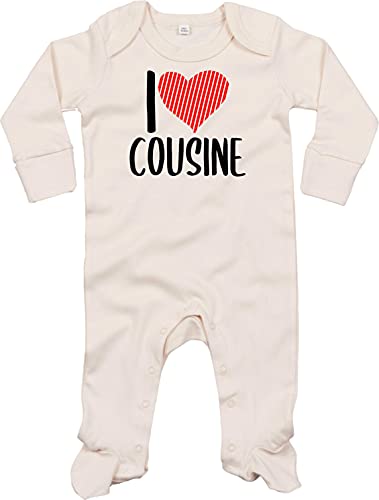 Kleckerliese Baby Body Schlafanzug Strampler Langarm Junge Mädchen I Love Cousine, Natural 0-3 Monate von Kleckerliese