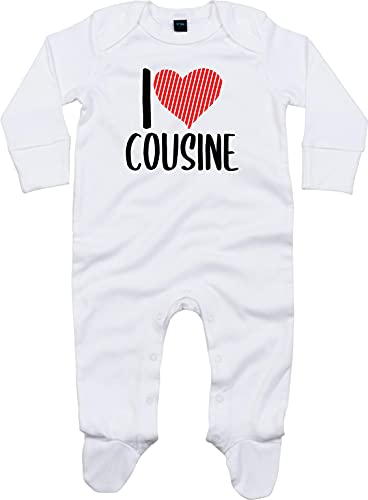Kleckerliese Baby Body Schlafanzug Strampler Langarm Junge Mädchen I Love Cousine, White 3-6 Monate von Kleckerliese